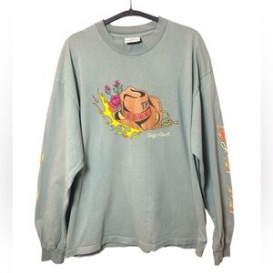 Teddy Fresh Giddy Up Long Sleeve Tee Sage Green L Western Graphic